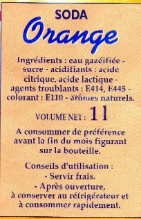 L'�tiquette d'une bouteille d'Aspirine Orange...